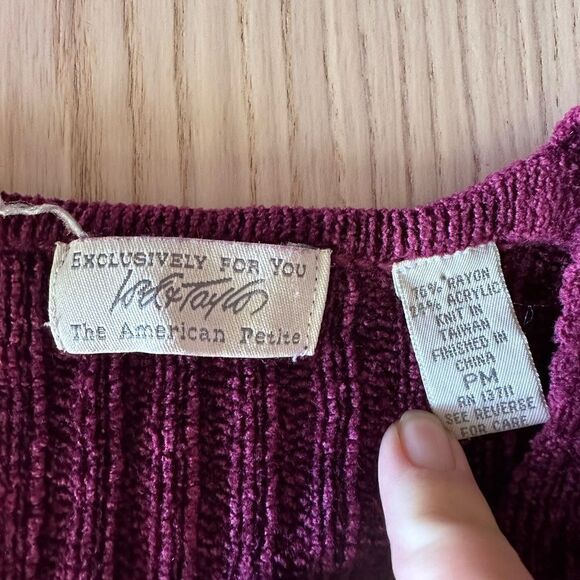 Lord & Taylor Maroon Knit zip up cardigan - Petite Medium - Picture 2 of 5